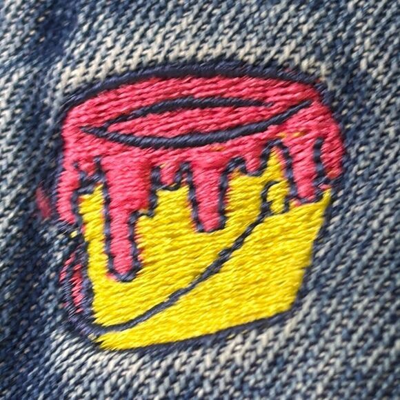 Y2K Vintage Looney Tunes Tweety Bird Paint 90s Denim Carpenter Overalls XL adult - Picture 11 of 12